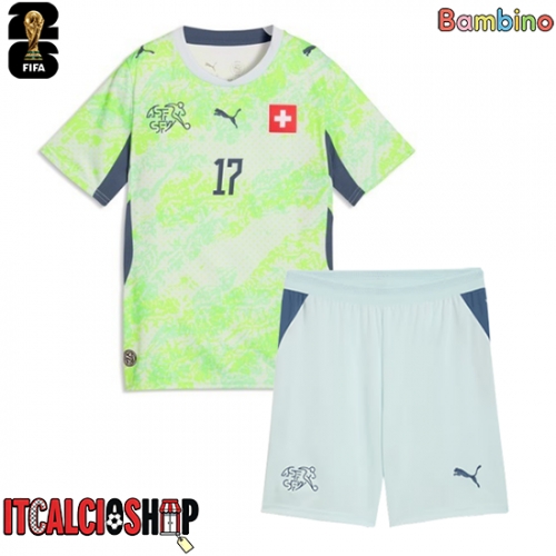 Svizzera Ruben Vargas #17 Seconda Maglia Bambino Mondiali 2026 Manica Corta (+ Pantaloni corti)